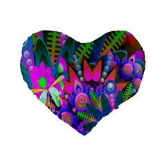 Wild Abstract Design Standard 16  Premium Flano Heart Shape Cushions by Simbadda