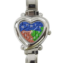 Abstract Art Mixed Colors Heart Italian Charm Watch by Simbadda