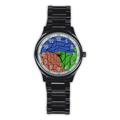 Abstract Art Mixed Colors Stainless Steel Round Watch by Simbadda