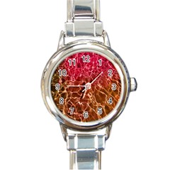 Background Water Abstract Red Wallpaper Round Italian Charm Watch by Simbadda