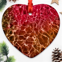 Background Water Abstract Red Wallpaper Heart Ornament (two Sides)