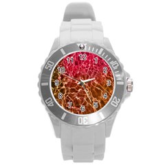 Background Water Abstract Red Wallpaper Round Plastic Sport Watch (l) by Simbadda