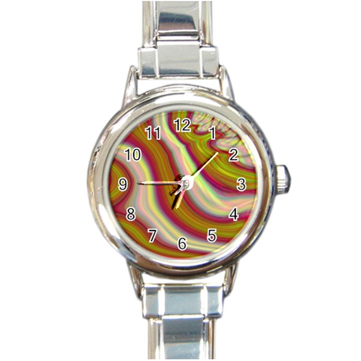 Artificial Colorful Lava Background Round Italian Charm Watch