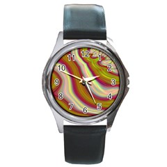 Artificial Colorful Lava Background Round Metal Watch by Simbadda