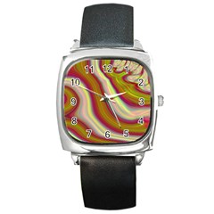 Artificial Colorful Lava Background Square Metal Watch by Simbadda