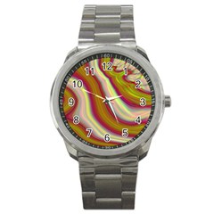 Artificial Colorful Lava Background Sport Metal Watch by Simbadda