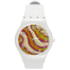 Artificial Colorful Lava Background Round Plastic Sport Watch (m) by Simbadda