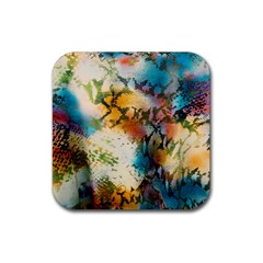 Abstract Color Splash Background Colorful Wallpaper Rubber Coaster (square)  by Simbadda