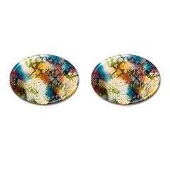 Abstract Color Splash Background Colorful Wallpaper Cufflinks (oval) by Simbadda