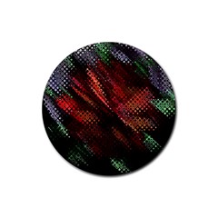 Abstract Green And Red Background Rubber Round Coaster (4 Pack)  by Simbadda