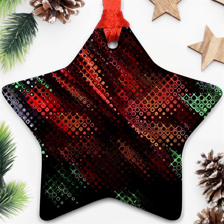 Abstract Green And Red Background Star Ornament (Two Sides)