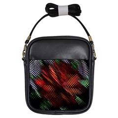 Abstract Green And Red Background Girls Sling Bags by Simbadda