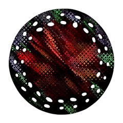 Abstract Green And Red Background Ornament (round Filigree) by Simbadda