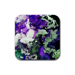 Background Abstract With Green And Purple Hues Rubber Coaster (square)  by Simbadda