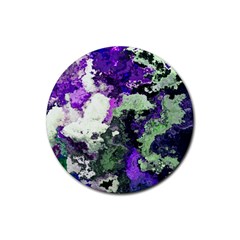 Background Abstract With Green And Purple Hues Rubber Coaster (round)  by Simbadda