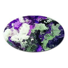 Background Abstract With Green And Purple Hues Oval Magnet by Simbadda