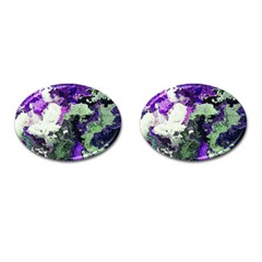 Background Abstract With Green And Purple Hues Cufflinks (oval) by Simbadda