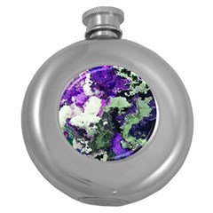 Background Abstract With Green And Purple Hues Round Hip Flask (5 Oz) by Simbadda