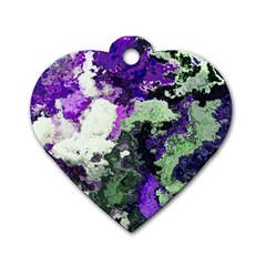 Background Abstract With Green And Purple Hues Dog Tag Heart (one Side) by Simbadda