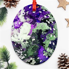 Background Abstract With Green And Purple Hues Oval Filigree Ornament (two Sides) by Simbadda