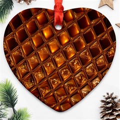 Caramel Honeycomb An Abstract Image Heart Ornament (two Sides) by Simbadda