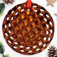 Caramel Honeycomb An Abstract Image Round Filigree Ornament (two Sides)