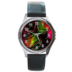 Colorful Background Star Round Metal Watch by Simbadda