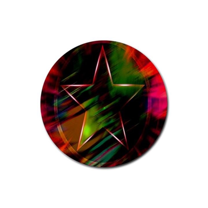 Colorful Background Star Rubber Coaster (Round) 