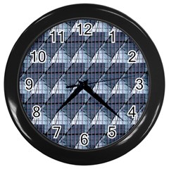 Snow Peak Abstract Blue Wallpaper Wall Clocks (black) by Simbadda