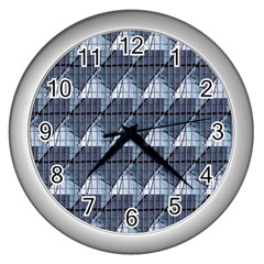 Snow Peak Abstract Blue Wallpaper Wall Clocks (silver) 