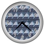 Snow Peak Abstract Blue Wallpaper Wall Clocks (Silver)  Front