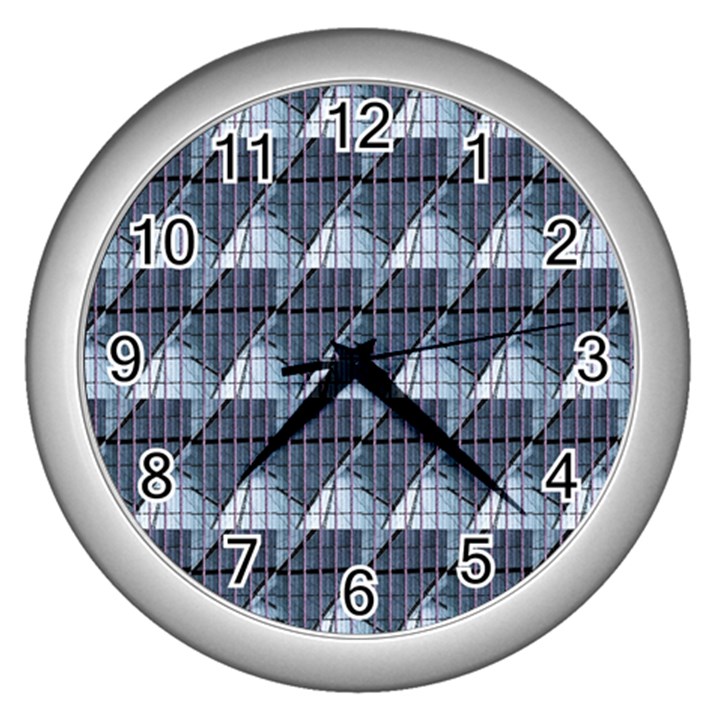 Snow Peak Abstract Blue Wallpaper Wall Clocks (Silver) 