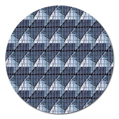 Snow Peak Abstract Blue Wallpaper Magnet 5  (round) by Simbadda