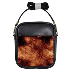 Abstract Brown Smoke Girls Sling Bags by Simbadda