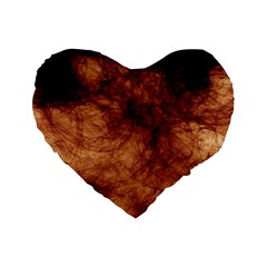 Abstract Brown Smoke Standard 16  Premium Flano Heart Shape Cushions by Simbadda