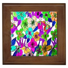 Floral Colorful Background Of Hand Drawn Flowers Framed Tiles by Simbadda