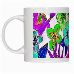 Floral Colorful Background Of Hand Drawn Flowers White Mugs by Simbadda