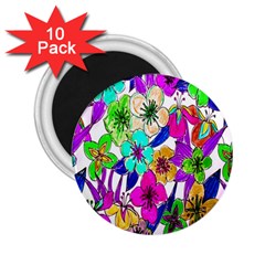 Floral Colorful Background Of Hand Drawn Flowers 2 25  Magnets (10 Pack)  by Simbadda