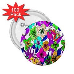 Floral Colorful Background Of Hand Drawn Flowers 2 25  Buttons (100 Pack)  by Simbadda