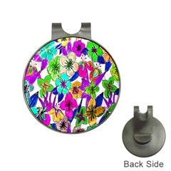 Floral Colorful Background Of Hand Drawn Flowers Hat Clips With Golf Markers by Simbadda