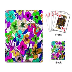 Floral Colorful Background Of Hand Drawn Flowers Playing Card by Simbadda