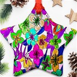 Floral Colorful Background Of Hand Drawn Flowers Star Ornament (Two Sides) Front