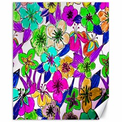 Floral Colorful Background Of Hand Drawn Flowers Canvas 16  X 20   by Simbadda