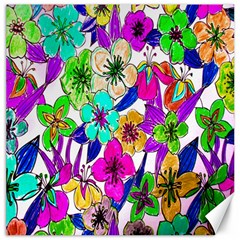 Floral Colorful Background Of Hand Drawn Flowers Canvas 20  X 20   by Simbadda