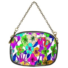 Floral Colorful Background Of Hand Drawn Flowers Chain Purses (two Sides)  by Simbadda