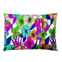 Floral Colorful Background Of Hand Drawn Flowers Pillow Case by Simbadda