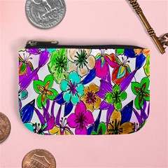 Floral Colorful Background Of Hand Drawn Flowers Mini Coin Purses by Simbadda