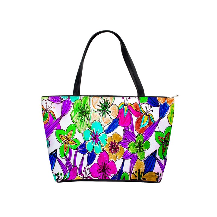 Floral Colorful Background Of Hand Drawn Flowers Shoulder Handbags