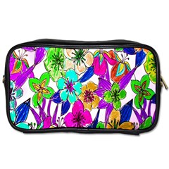 Floral Colorful Background Of Hand Drawn Flowers Toiletries Bags by Simbadda