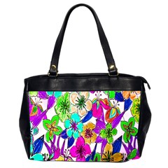 Floral Colorful Background Of Hand Drawn Flowers Office Handbags (2 Sides)  by Simbadda